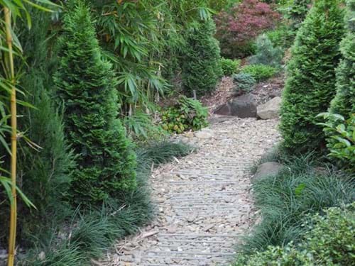 Landscape Design Melbourne | Sandra McMahon Gardenscape Design | pebble and roof tiles suggest a stream, yet provide a good surface for a path